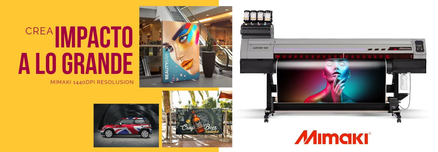 Crea impacto a lo grande: impresión de gran formato Mimaki de 1440 dpi.